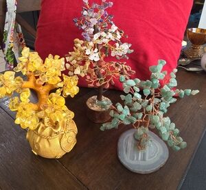 Handcrafted Gemstone Tree Sculpture - Turquoise, Yellow, Multicolor. Whimsical!